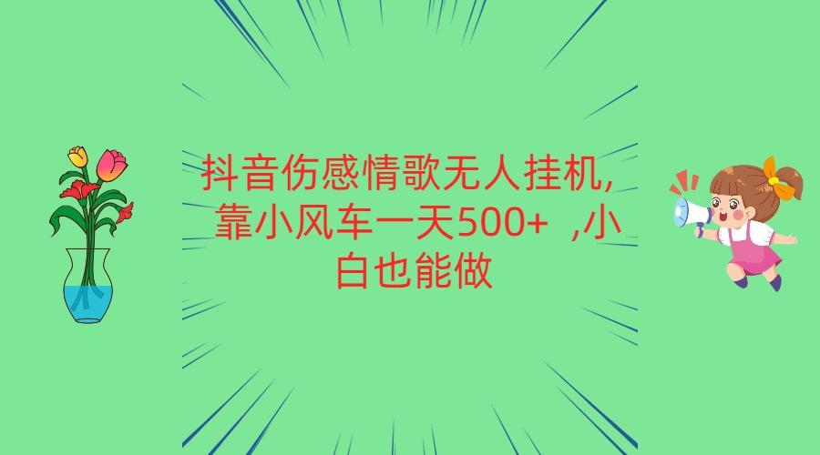 抖音伤感情歌无人挂机 靠小风车一天500+ 小白也能做-海旭网创