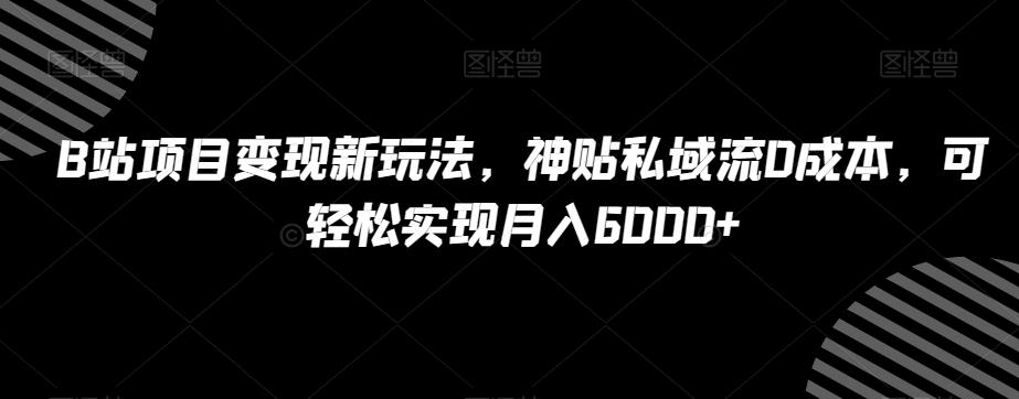 B站项目变现新玩法，神贴私域流0成本，可轻松实现月入6000+【揭秘】-海旭网创