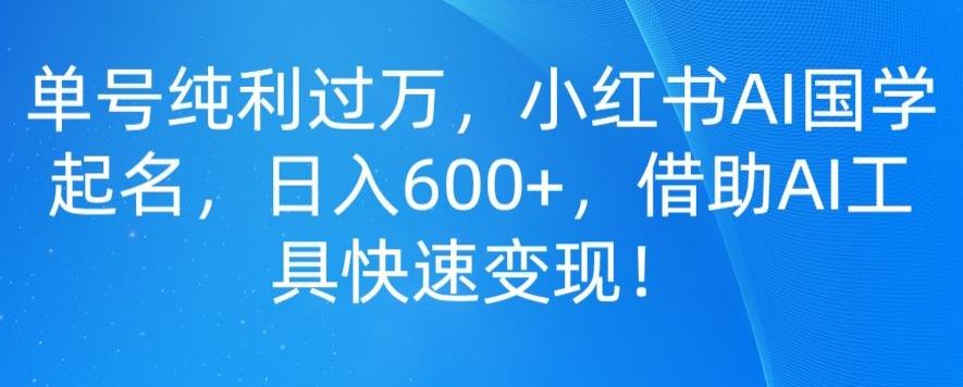 单号纯利过万，小红书AI国学起名，日入600+，借助AI工具快速变现-海旭网创
