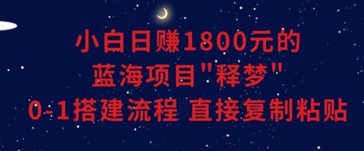 小白能日赚1800元的蓝海项目”释梦”0-1搭建流程可直接复制粘贴长期做【揭秘】-海旭网创