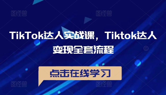 TikTok达人实战课，Tiktok达人变现全套流程-海旭网创