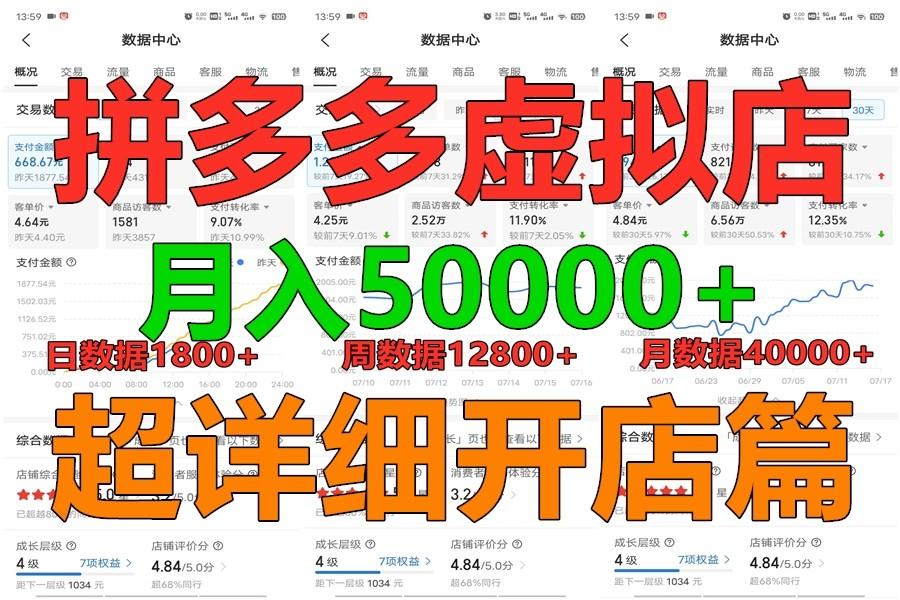 拼多多虚拟电商训练营月入40000+你也行，暴利稳定长久，副业首选-海旭网创