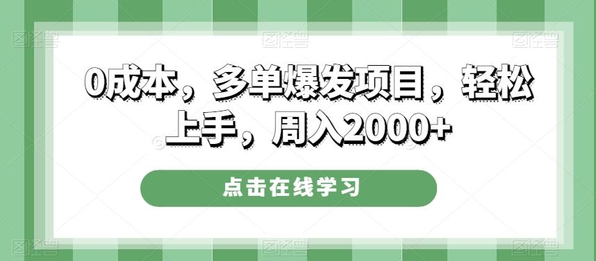 0成本，多单爆发项目，轻松上手，周入2000+-海旭网创