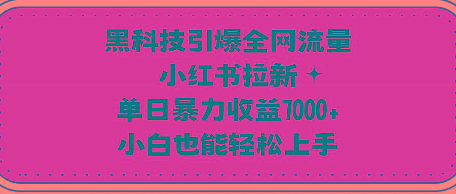 (9679期)黑科技引爆全网流量小红书拉新，单日暴力收益7000+，小白也能轻松上手-海旭网创