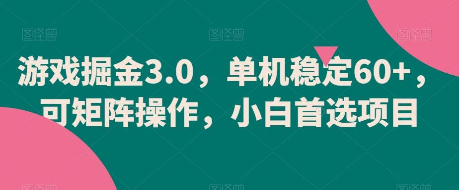 游戏掘金3.0，单机稳定60+，可矩阵操作，小白首选项目【揭秘】-海旭网创