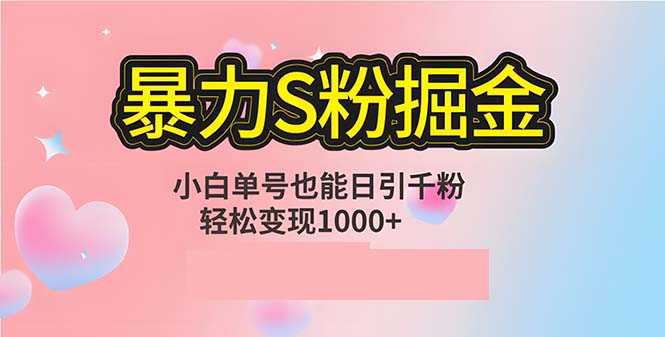 单人单机日引千粉，变现1000+，S粉流量掘金计划攻略-海旭网创