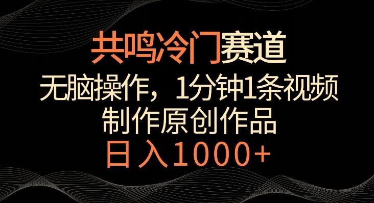 共鸣冷门赛道，无脑操作，一分钟一条视频，日入1000+【揭秘】-海旭网创