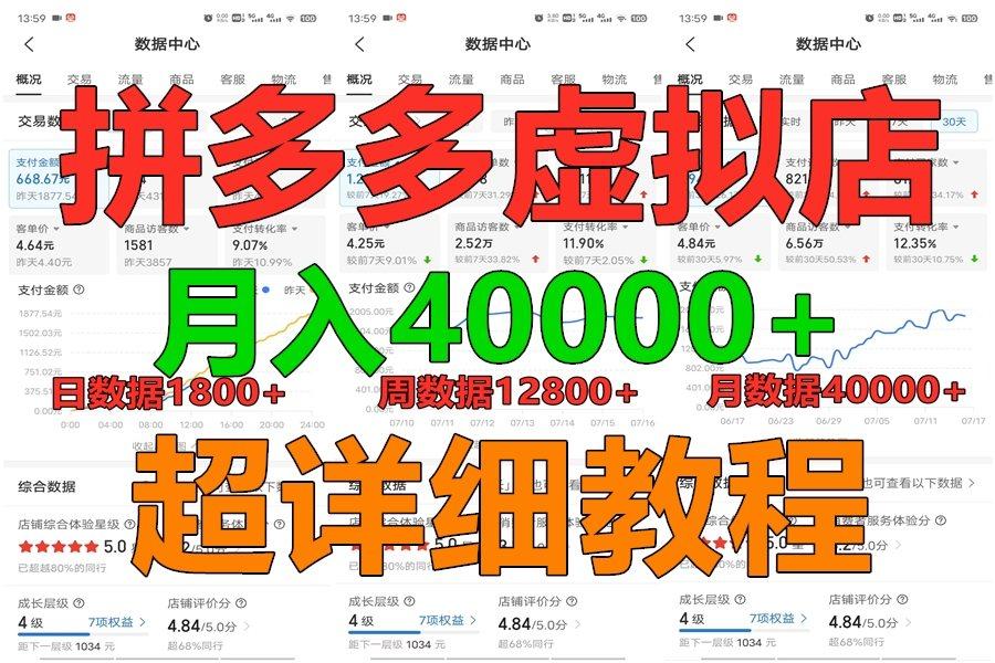 拼多多虚拟电商训练营月入40000+，全网最详细，你做你也行，暴利稳定长久-海旭网创