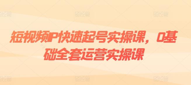 短视频IP快速起号实操课，0基础全套运营实操课，爆款内容设计+粉丝运营+内容变现-海旭网创