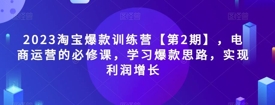 2023淘宝爆款训练营【第2期】，电商运营的必修课，学习爆款思路，实现利润增长-海旭网创