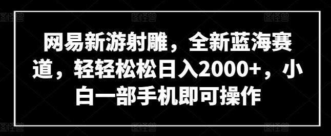 网易新游射雕，全新蓝海赛道，轻轻松松日入2000+，小白一部手机即可操作【揭秘】-海旭网创