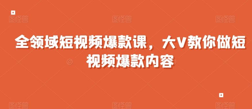 全领域短视频爆款课，全网两千万粉丝大V教你做短视频爆款内容-海旭网创