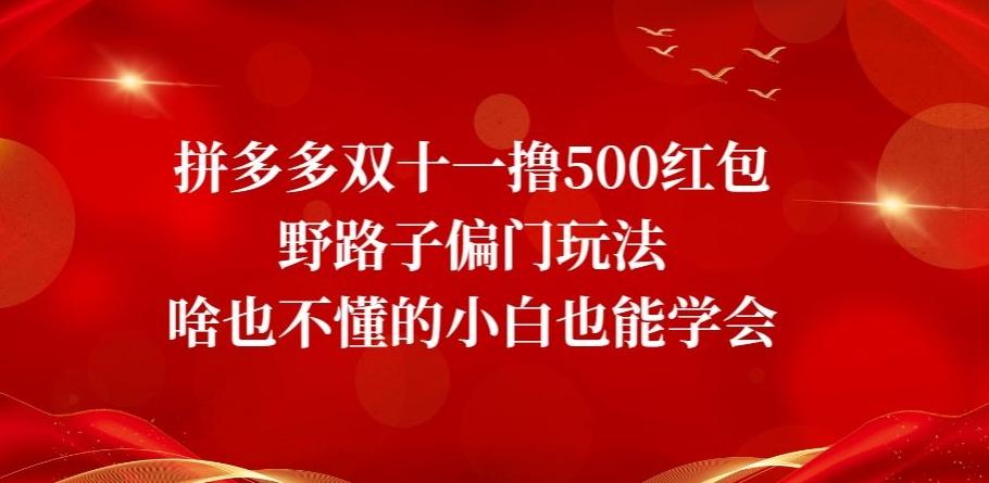 拼多多双十一撸500红包野路子偏门玩法，啥也不懂的小白也能学会【揭秘】-海旭网创