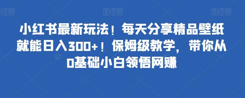 小红书最新玩法！每天分享精品壁纸就能日入300+！保姆级教学，带你从0基础小白领悟网赚-海旭网创
